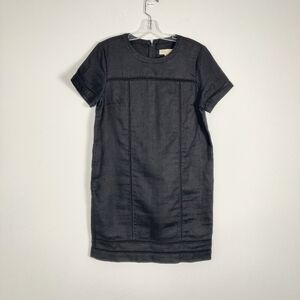 MICHAEL Kors MS58VG2A19 Black Ladder Stitch Detail Linen Shift Dress size Large